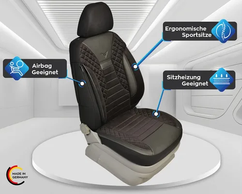Vista 8 de Fundas de asiento para asientos de automóvil compatibles con Volvo XC40 de 2017, protector de asiento para conductor y pasajero, PS803