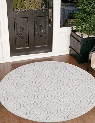 Vista 18 de Unique Loom Outdoor Trellis Textured Collection - Alfombra espacial (2 x 3 pies, rectangular, aguamarina y marfil)
