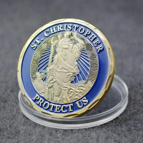 Vista 2 de Moneda de oración de San Cristóbal Proteger de Estados Unidos