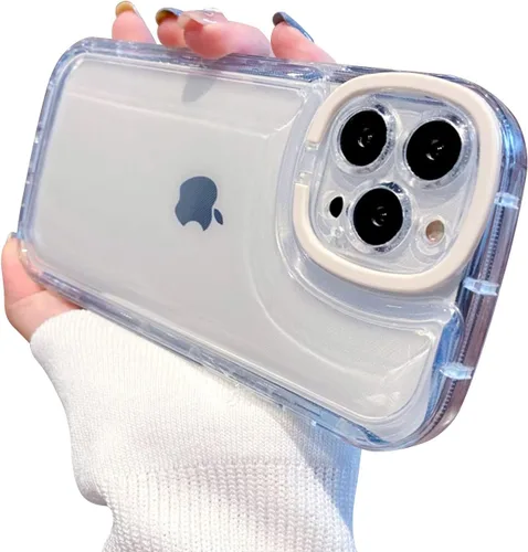 Vista 9 de Ownest Funda compatible con iPhone 12 con función atril transparente, diseño creativo con soporte para cámara para TPU delgada, a prueba de golpes