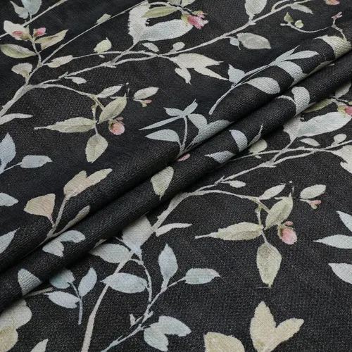 Vista 9 de Chyhomenyc Cortinas de mezcla de lino de 63 pulgadas de largo, 2 paneles de cortina con estampado floral filtrante de luz para sala de estar
