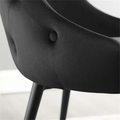 Vista 7 de Modway Adorn Silla auxiliar de comedor de terciopelo copetudo, color negro, 25 pulgadas de profundidad x 22 pulgadas de ancho x 34 pulgadas de alto