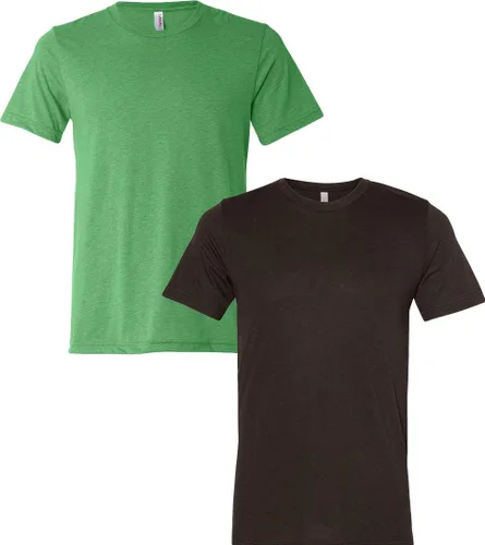 Vista 221 de Bella Canvas 3413c para hombre (1) Triblend verde + (1) Triblend rojo