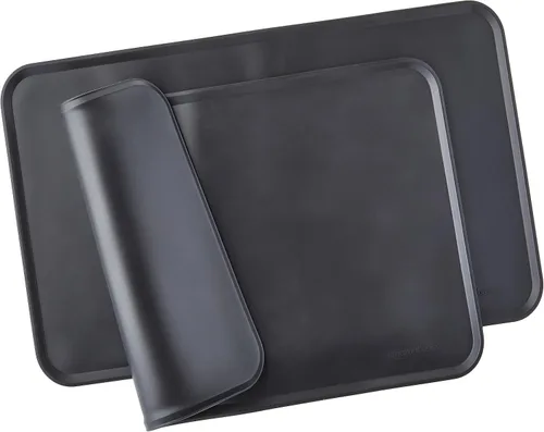 Vista 11 de Amazon Basics Tapete de silicona antideslizante e impermeable para comida de gatos y perros, tapetes para mascotas con bordes elevados para tazones
