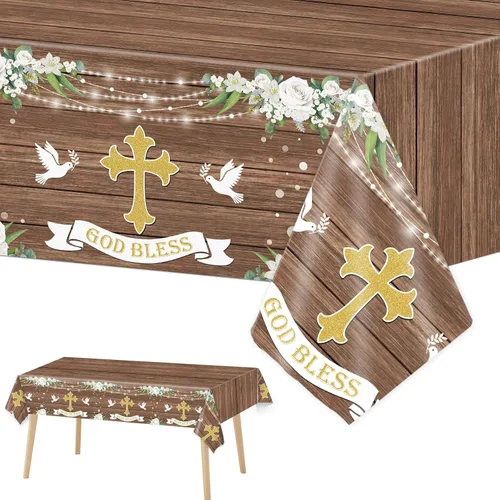Vista 8 de 1 Manteles Ramadán Mubarak Eid Mubarak Decoraciones de Mesa Ramadán Kareem Suministros de Fiesta Negro y Dorado Cubierta de Mesa Rectangular