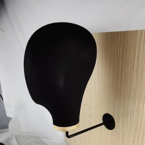 Vista 2 de Fenteer Soporte para peluca con cabeza de maniquí para sombrero de vaquero montado en la pared, color negro