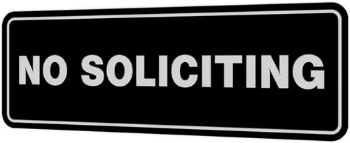 Vista 40 de Estándar No Soliciting Door/Wall Sign - Negro - Pequeño
