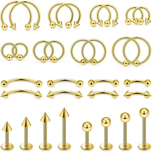 Vista 9 de 16G 20G Anillos de labio de herradura, septum, nariz, anillos de tragus de acero quirúrgico, hélice, caracola, torre, daith, snug, cartílago