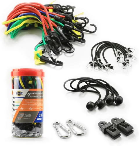 Vista 5 de Wellmax Juego de 24 piezas + 4 piezas con lazos para toldo, ganchos de metal recubiertos de plástico