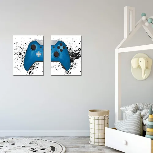 Vista 5 de Lienzo para videojuegos, arte de pared para sala de juegos, impresión de consola de juegos, cuadros de videojuegos, cuadros de pared, pintura
