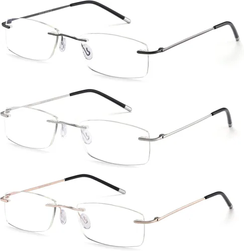Vista 3 de HIYANJN Gafas de lectura a prueba de luz azul para mujeres y hombres, filtro antideslumbrante, lentes ligeros