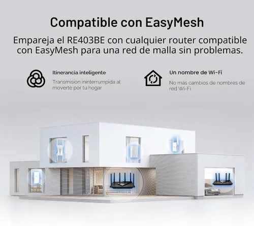 Vista 6 de TP-Link BE6300 Wi-Fi 7 Extensor de alcance RE403BE con puerto de 2.5G Repetidor inalámbrico de doble banda de 6.3 Gbps Amplificador de señal