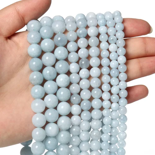 Vista 23 de 60 piezas de cuentas de piedra natural de 15⁄64 pulgadas (6 mm) con cuentas de amazonita de cristal, piedras preciosas para hacer joyería, pulseras
