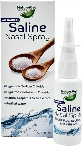 Vista 2 de Spray nasal salino natural, 0.75 onzas líquidas, Kosher, fórmula hidratante de doble sal (paquete de 2)