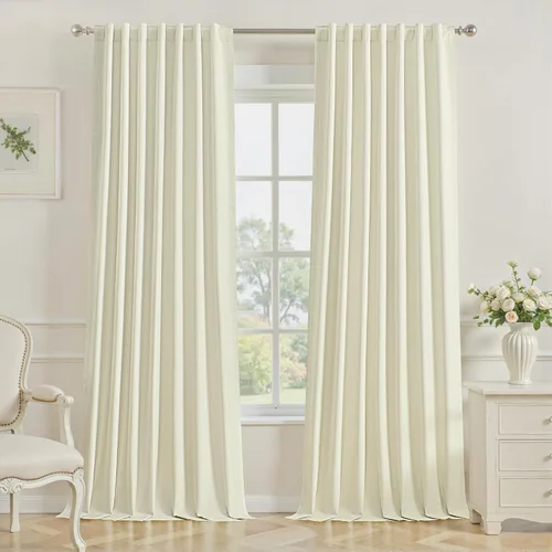 Vista 64 de Cortinas opacas de 54 pulgadas de largo para dormitorio, sala de estar, cortinas beige con aislamiento térmico, oscurecimiento de la habitación