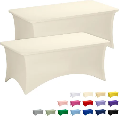 Vista 66 de Fixwal Paquete de 6 Manteles de Mesa Rectangulares, Cubierta de Mesa de 6 Pies, Mantel Blanco Rectangular Ajustado Elástico Rectangular, Cubierta