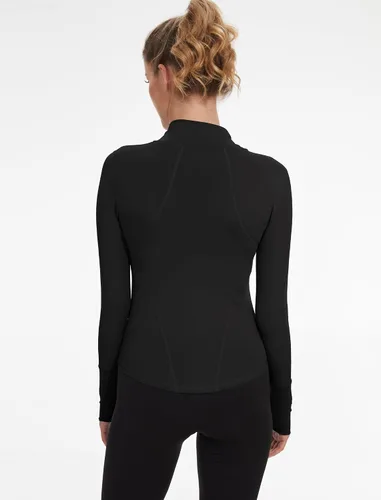 Vista 2 de Locachy Chaqueta de entrenamiento atlética ligera con cremallera completa para mujer, ajustada, deportiva, correr, yoga, ropa deportiva con agujeros