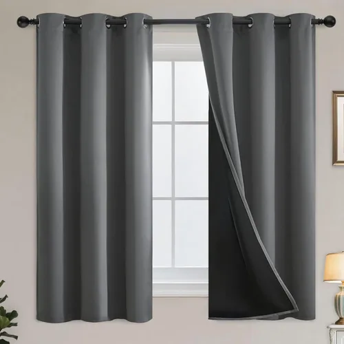 Vista 157 de Yakamok Cortinas negras, cortinas de ventana con aislamiento térmico y eficiencia energética para dormitorio, cortinas opacas completas y cortinas