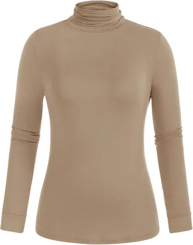 Vista 5 de Hanna Nikole Camisas de manga larga con cuello alto para mujer, talla grande, capa base elástica ajustada