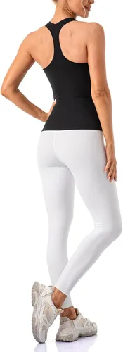 Vista 3 de Ukaste Camiseta sin mangas de entrenamiento para mujer Studio Essential con espalda cruzada de algodón suave para yoga y correr