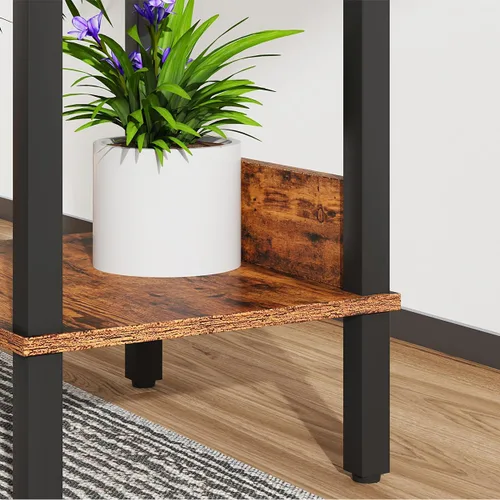 Vista 6 de Vimber Mesa auxiliar, mesa lateral, juego de 2, mesitas de noche con estantes de almacenamiento de 2 niveles, mesa para sofá para espacios pequeños