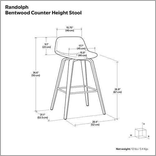 Vista 3 de SIMPLIHOME Randolph Taburetes de mostrador (juego de 2) taburetes de bar tapizados de madera curvada de 28 pulgadas de altura del asiento en tela