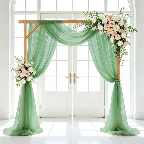 Vista 12 de FUHSY Tela de Drapeado Dorada para Arco de Boda 20 PIES 1 Panel Tela de Gasa Cortinas de Tela para Telón de Fondo de Arco de Boda Cortinas de Techo