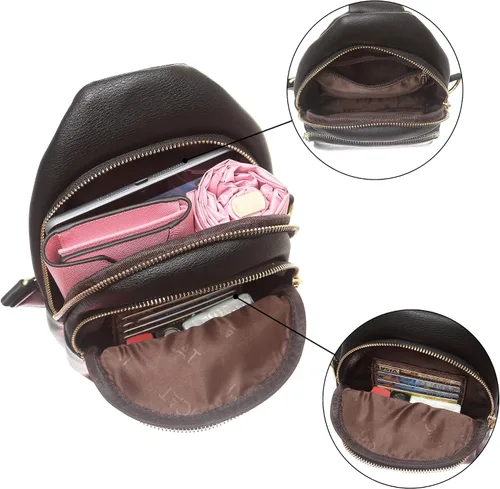 Vista 4 de Bolso cruzado pequeño, riñonera para mujeres y hombres, bolso bandolera de cuero para regalos, Estilo5-Rosa
