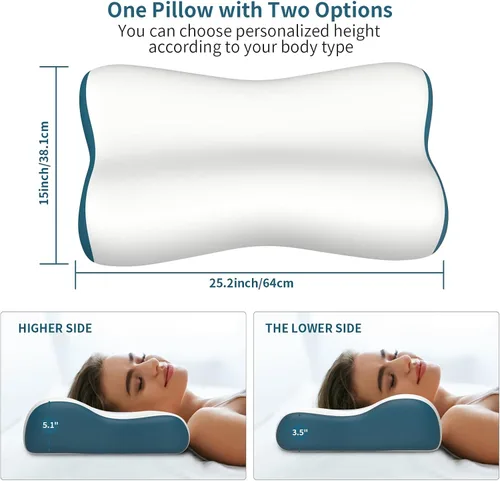 Vista 5 de Cervical Neck Pillow for Pain Relief - Contour Memory Foam Pillows for Sleeping Ergonomic Pillow Cooling Pillow for Neck Support Bed Pillow for Side