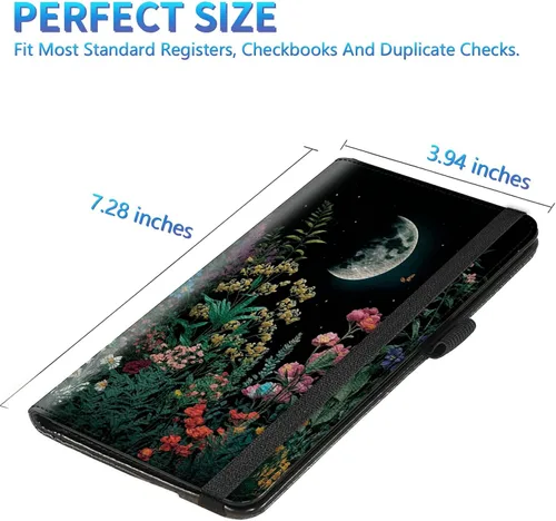 Vista 2 de Funda para chequera para hombres y mujeres, cartera de cuero RFID con ranuras para tarjetas de crédito, soporte de cheques duplicados personales