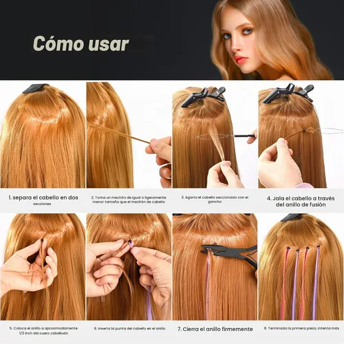 Vista 7 de Kit de herramientas para extensiones de cabello EHDIS de acero inoxidable, juego de alicates para micro enlaces de cuentas de cabello y removedor