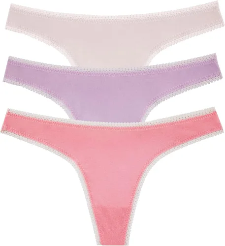 Vista 4 de OnGossamer Tanga G de malla OnGossamer para mujer, paquete de 3 Negro