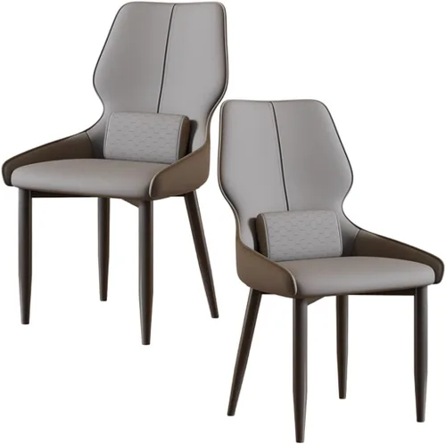 Vista 12 de YVYKFZD Juego de sillas de comedor de cuero, sillas de comedor con patas de metal, sillas de cocina tapizadas, silla minimalista sin brazos