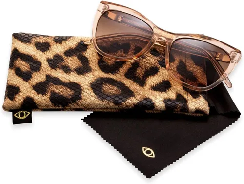 Vista 4 de Sofia Vergara x Foster Grant Women's Sofia Sunglasses Cat Eye, Crystal Clear and Black, 55 mm