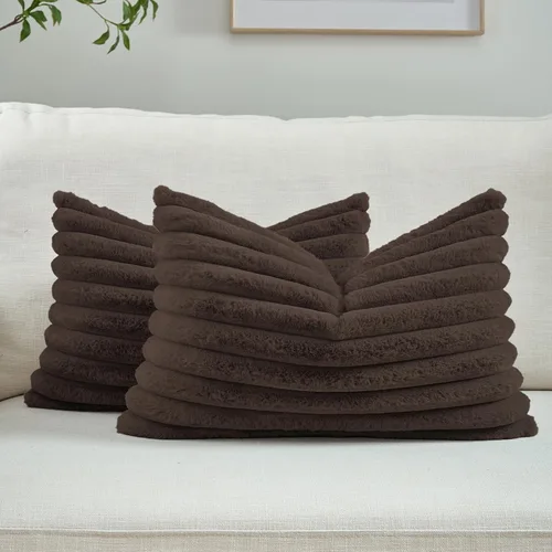 Vista 34 de FUTEI Pack of 2 Faux Fur Throw Pillow Covers 20x20 Inch, Navy Blue Azul marino