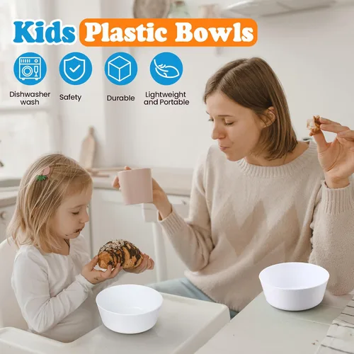 Vista 3 de Irenare 48 cuencos pequeños de plástico para niños, 10 onzas, aperitivos de cereales, cuencos para niños pequeños, aptos para microondas