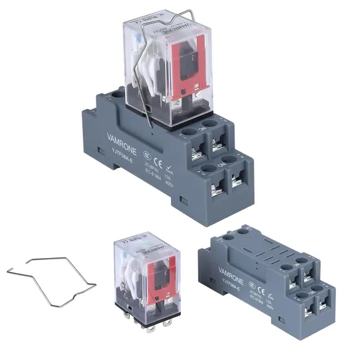 Vista 2 de Relé de potencia electromagnética, bobina de relé de CA de 8 pines 10A 12 con base de enchufe, indicador LED, DPDT 2NO 2NC - MY2NJ