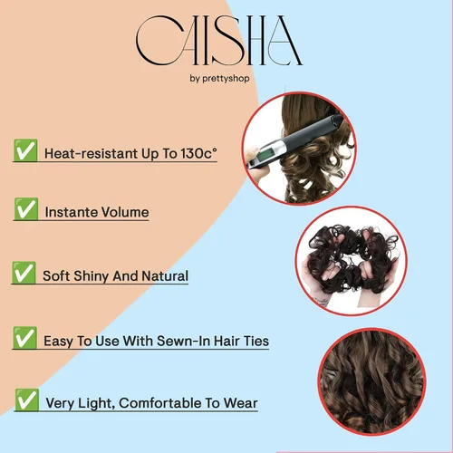 Vista 6 de CAISHA Postizo Grande Scrunchy Recogido Peinado Nupcial Rizado Moño Despeinado Marrón Chocolate Oscuro G2E