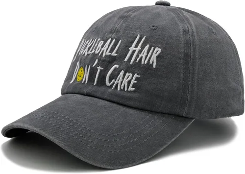 Vista 2 de NVJUI JUFOPL Gorra de béisbol bordada para el pelo de Pickleball Don't Care, regalos para hombres y mujeres, color gris, Gris