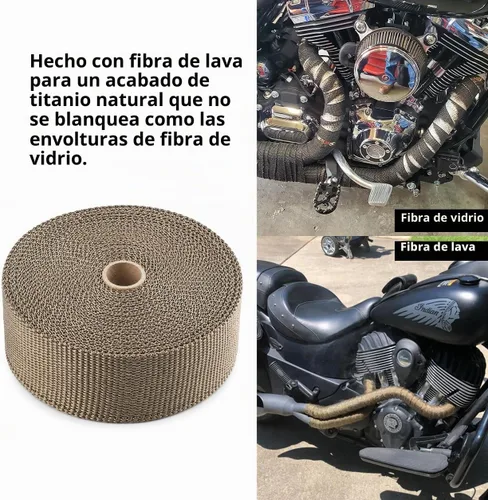 Vista 2 de Kit ARTR Titanium para envolver el cabezal del escape (6 piezas) Fibra de lava, 10 lazos de bloqueo de acero inoxidable de 11.8 pulgadas