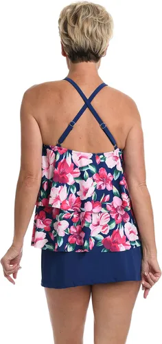 Vista 2 de Maxine Of Hollywood Women's Hi Neck Double Ruffle Tankini Swimsuit Top