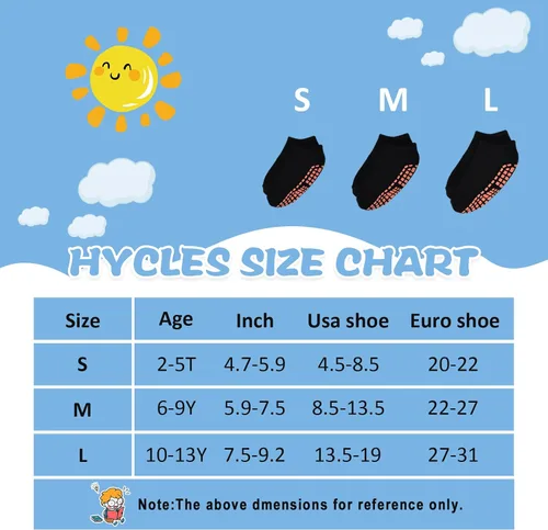 Vista 7 de HYCLES Calcetines antideslizantes para niños y niñas, calcetines adhesivos para el tobillo, calcetines antideslizantes para niños, 6 pares