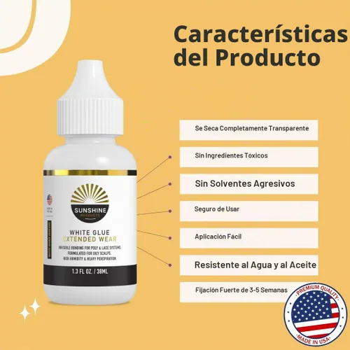 Vista 2 de Sunshine - Pegamento de repuesto para cabello, fijación extendida para postizo de poliéster y encaje, peluca, sistemas de tupé, invisible, pegamento