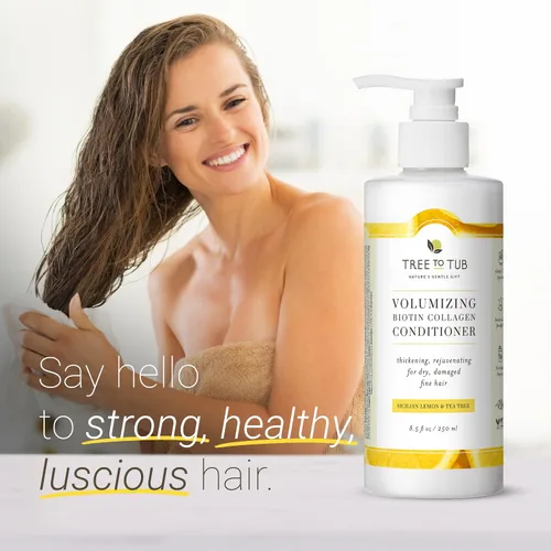 Vista 3 de Tree To Tub Paquete de champú y acondicionador de biotina voluminizadora, para un cabello más grueso, fuerte y brillante, formulado con colágeno