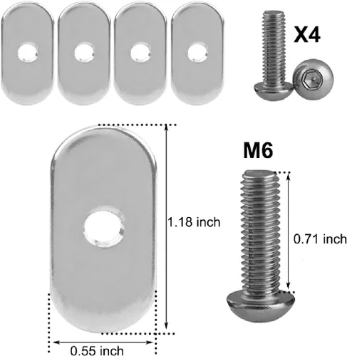 Vista 2 de Kit de accesorios de kayak de acero inoxidable para kayak, 4 piezas, para kayak, canoa, barco, engranaje, riel de pista de engranajes