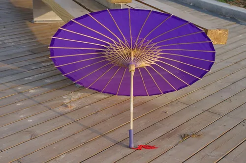 Vista 38 de Sombrilla de tela de bambú lisa, ideal para recuerdos de fiesta de boda (azul claro)