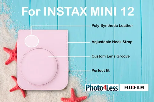 Vista 4 de Fujifilm INSTAX Mini 12 Cámara de Película Instantánea (Rosa Blossom) + Paquete de 10 Impresiones Fuji + Estuche Protector Rosa + Álbum de Fotos +