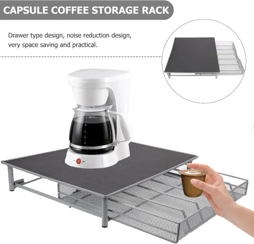 Vista 5 de Hemoton Cajón para cápsulas de café, compatible con K-Cups, 36 soportes, no enrollable, compacto debajo de la cafetera, cajón deslizante