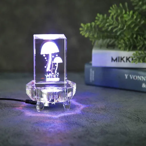 Vista 7 de IFOLAINA Base de luz LED de cristal para exhibición 3D - Pedestal para figuritas de arte de vidrio - Soporte multicolor - Cambio de color - Con