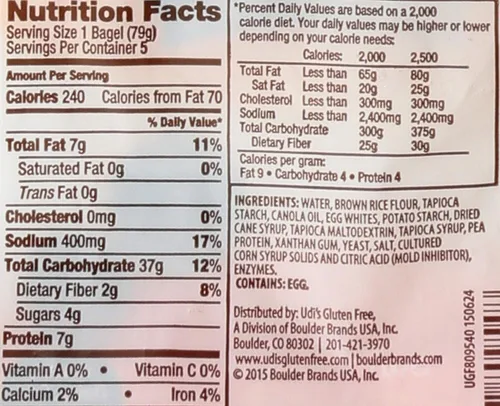 Vista 3 de Udi's Bagels lisos sin gluten, "4 unidades (paquete de 8)